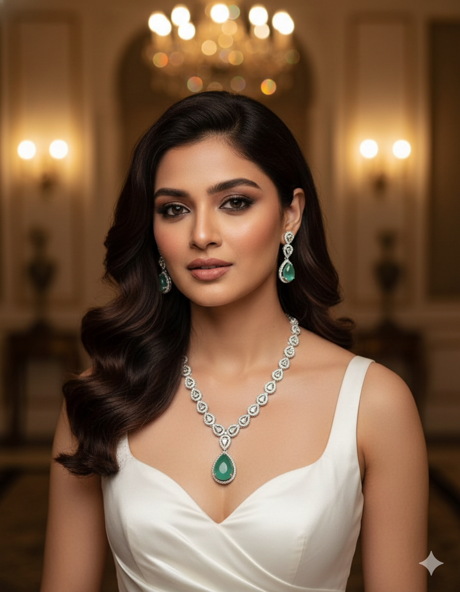 Classy American Diamond Jewellery Set