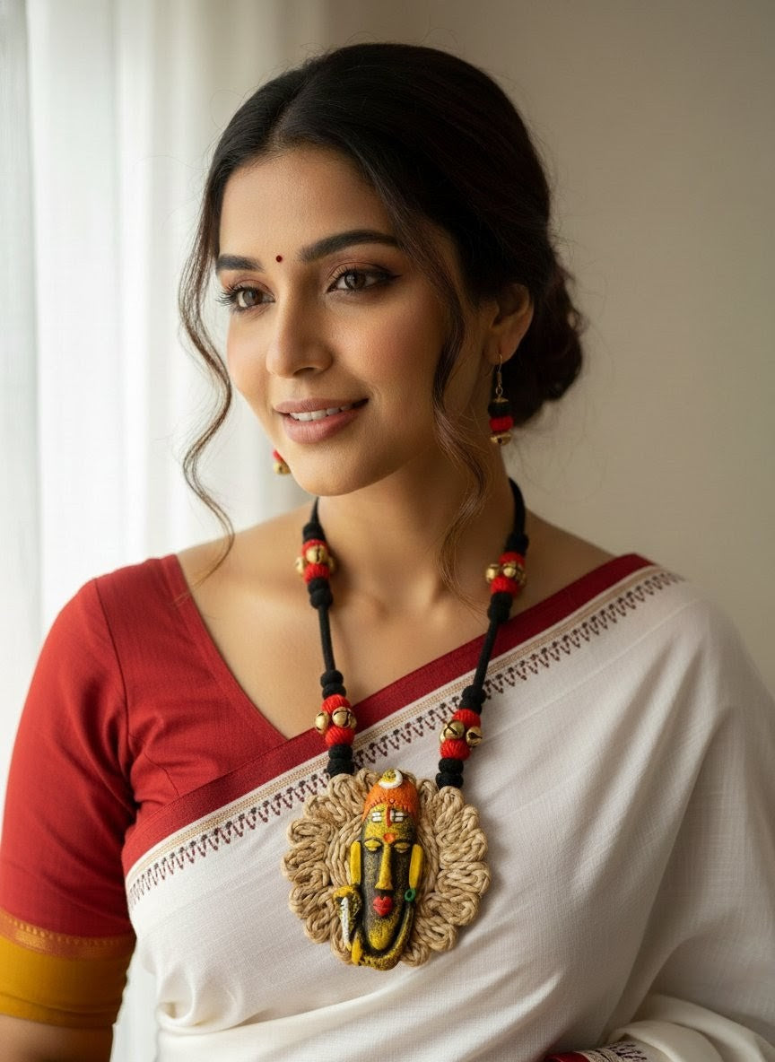 Hand Made Terracotta Or Clay Shiva Necklace Set