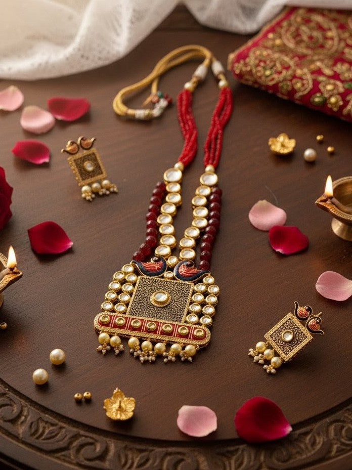 Statement Kundan Long Necklace Set