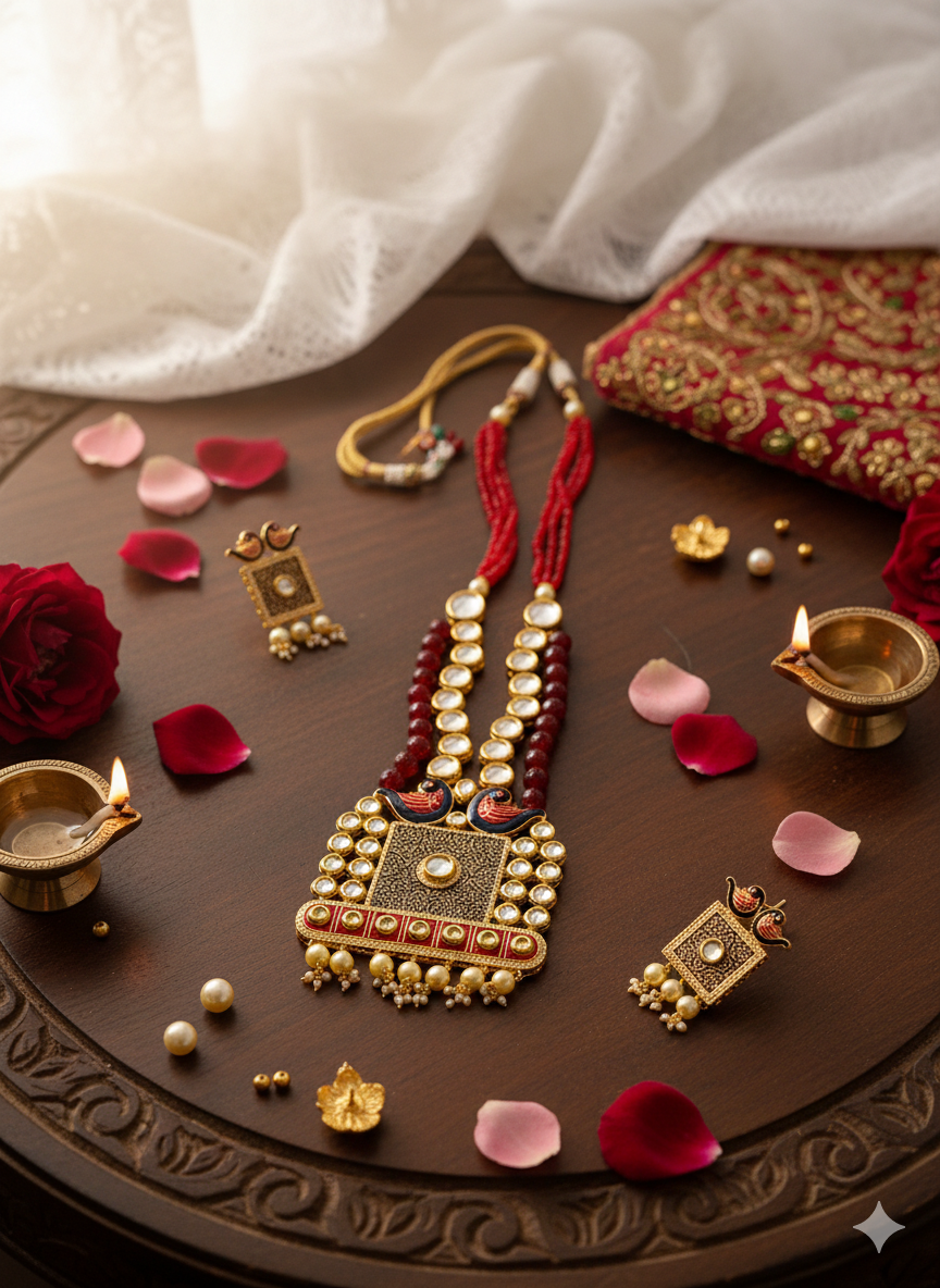 Statement Kundan Long Necklace Set