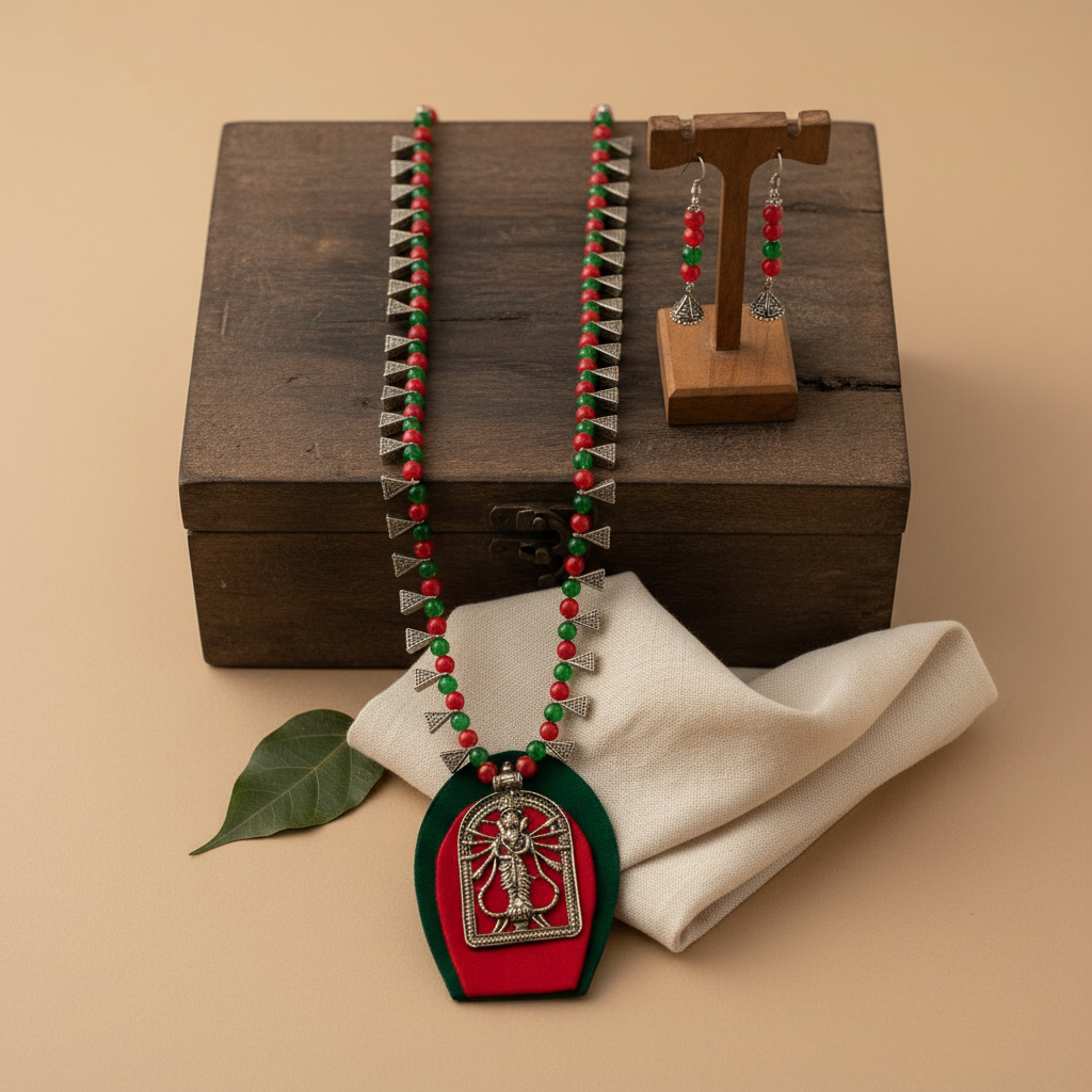 Devi Handmade Fabric Necklace Set