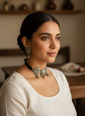 Statement Silver Replica Brass Choker Set