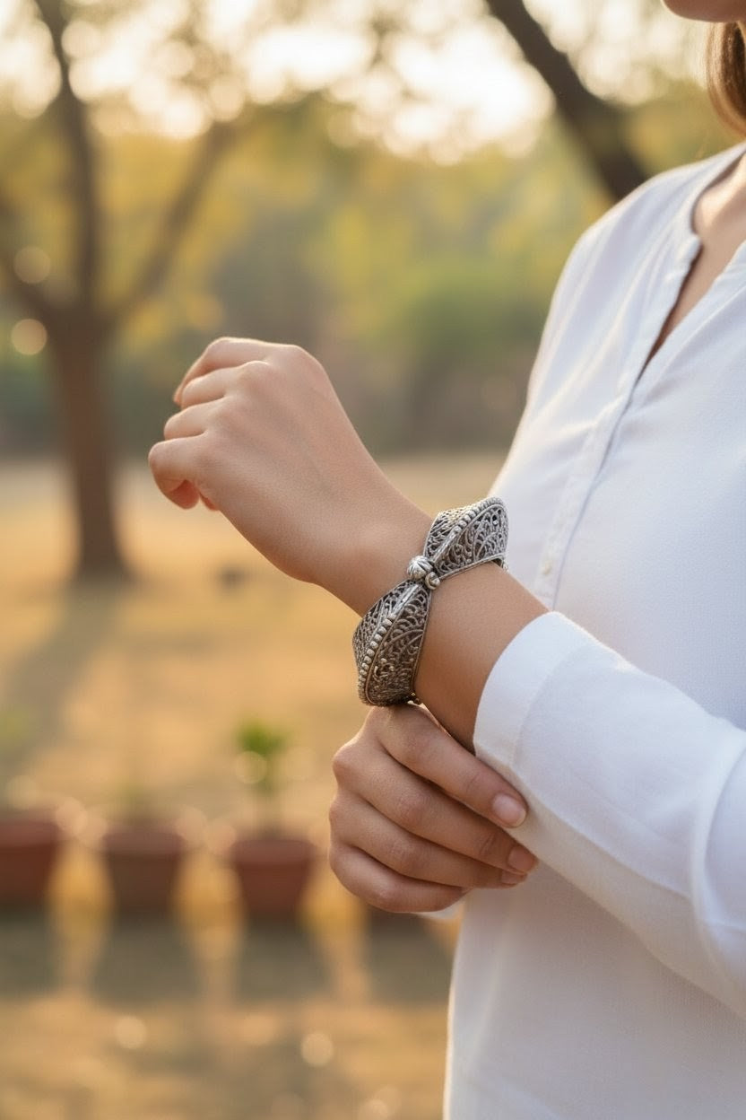 Silver Replica Brass Openable Bangle