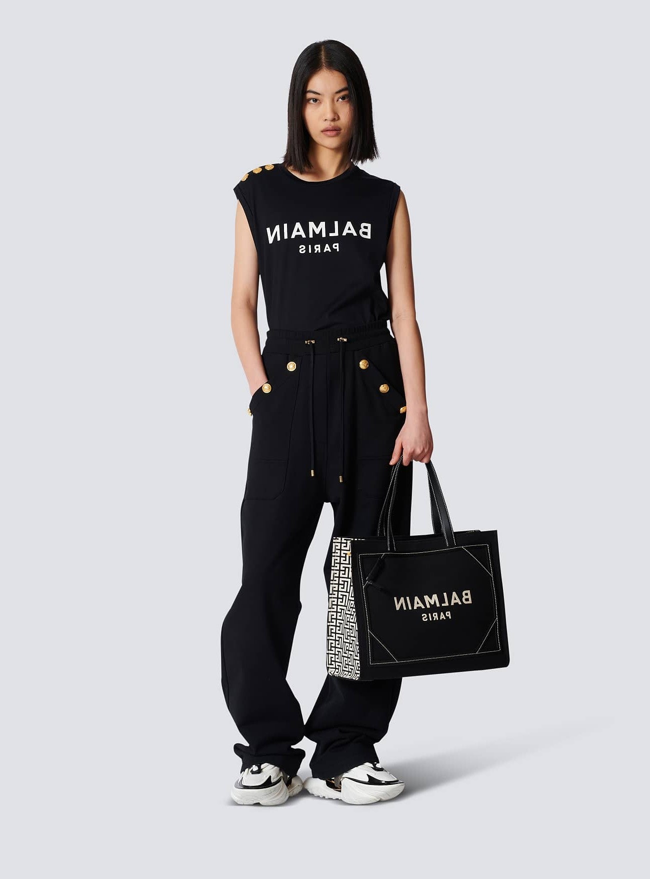 Brand Inspired Canvas Tote Bag with Detachable Pouch