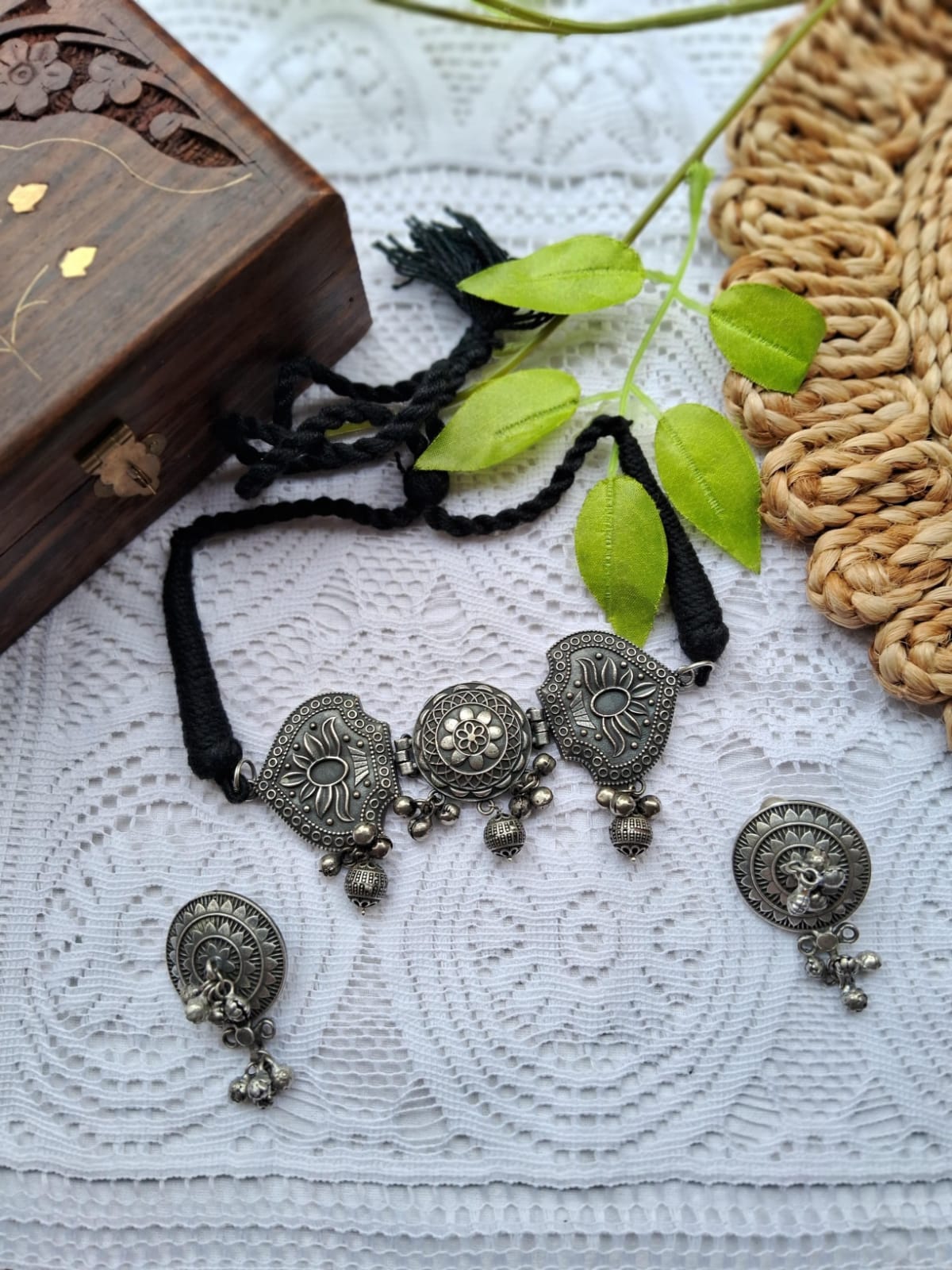 Statement Silver Replica Brass Choker Set