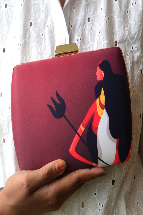 Devi Printed Satin Fabric Clutch Bags for Women