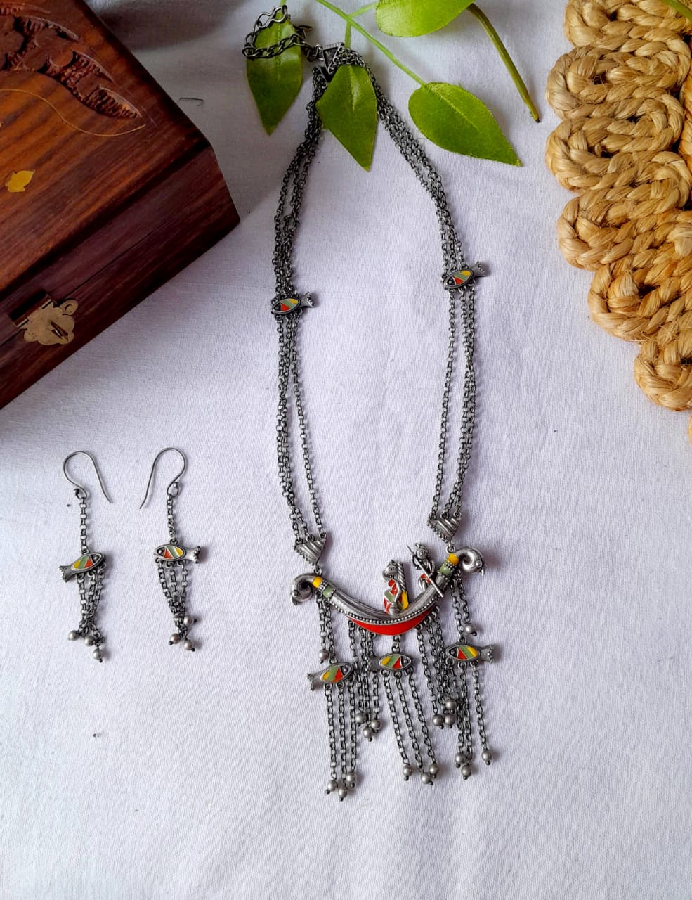 Statement Black Polish Pendant Set