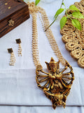 Statement Moti Chain Long Necklace Set