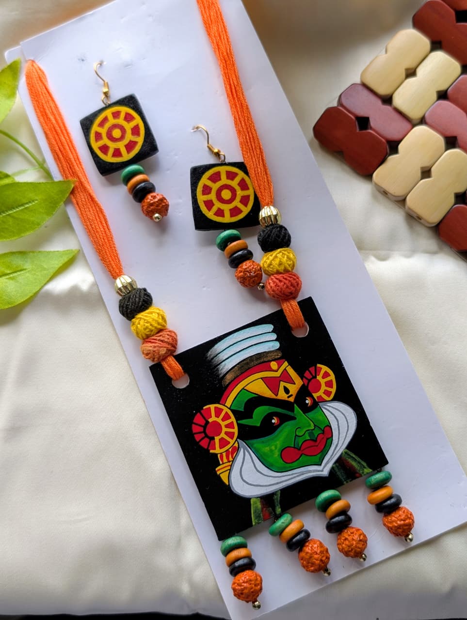 Hand Made Terracotta Or Clay Kathakali Necklace Set