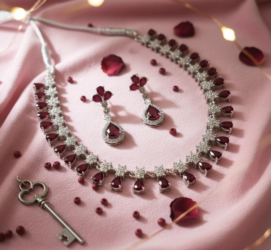 Exquisite American Diamond Jewellery Set
