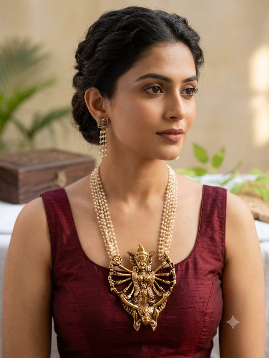 Devi Moti Chain Pearl Necklace Set for Women