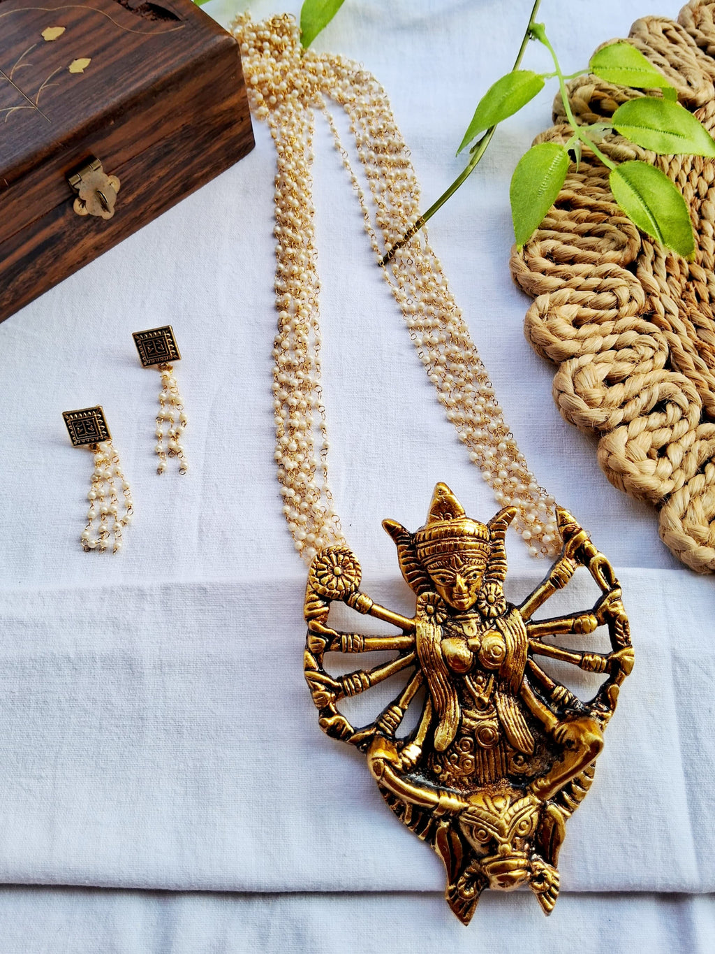 Devi Moti Chain Pearl Necklace Set for Women