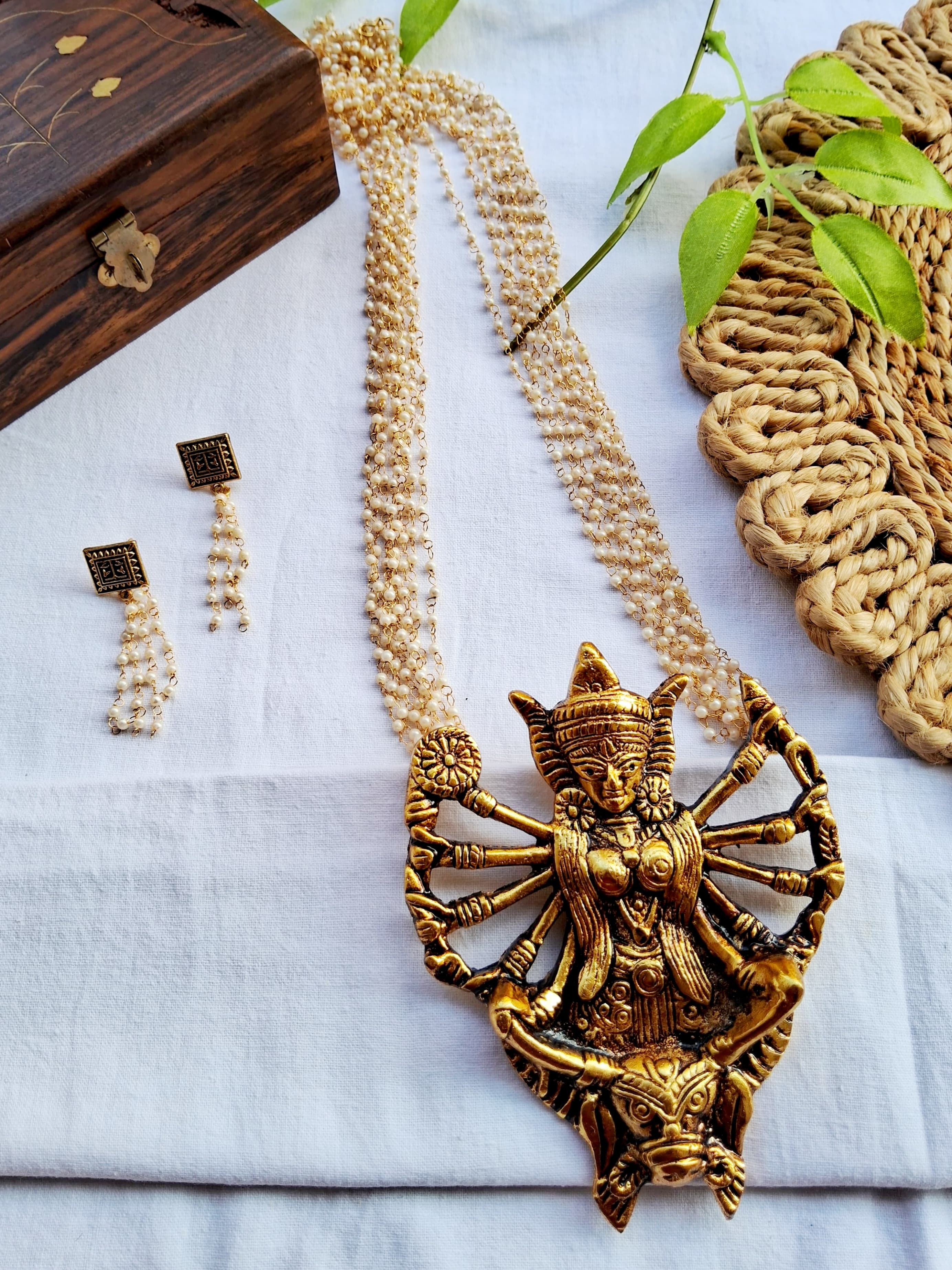 Devi Moti Chain Pearl Necklace Set for Women