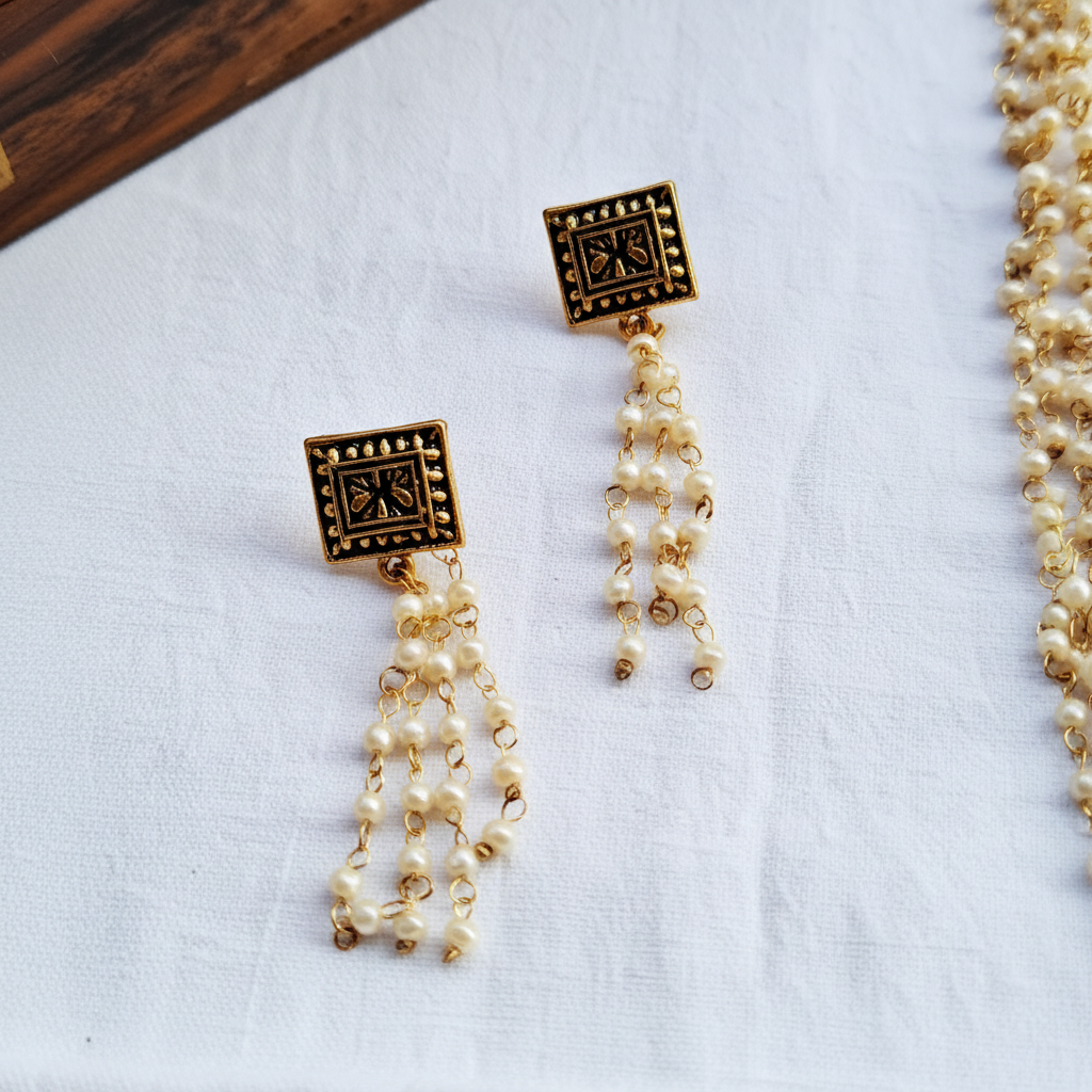 Devi Moti Chain Pearl Necklace Set for Women