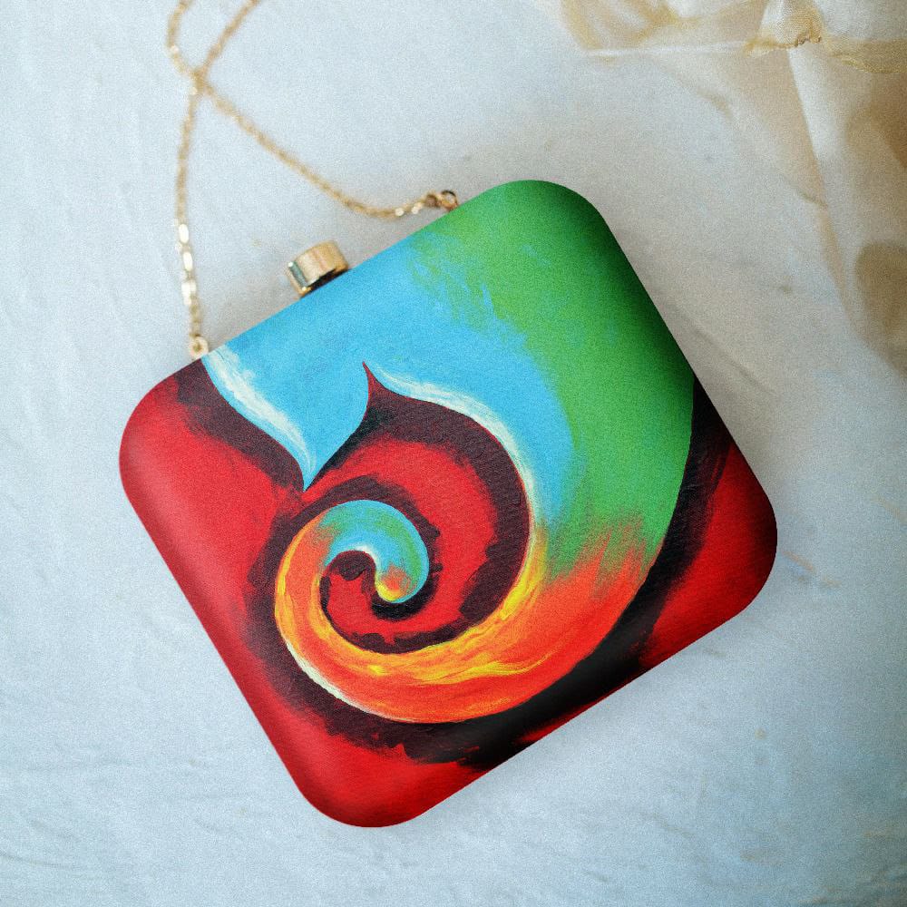Ganesha Printed Satin Fabric Clutch Bags for Women