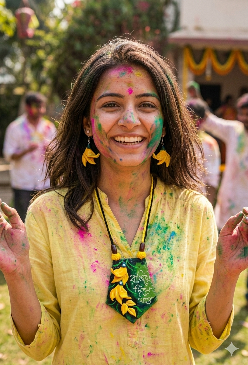 Holi Special Hand Made Polymer Clay Pendant Set