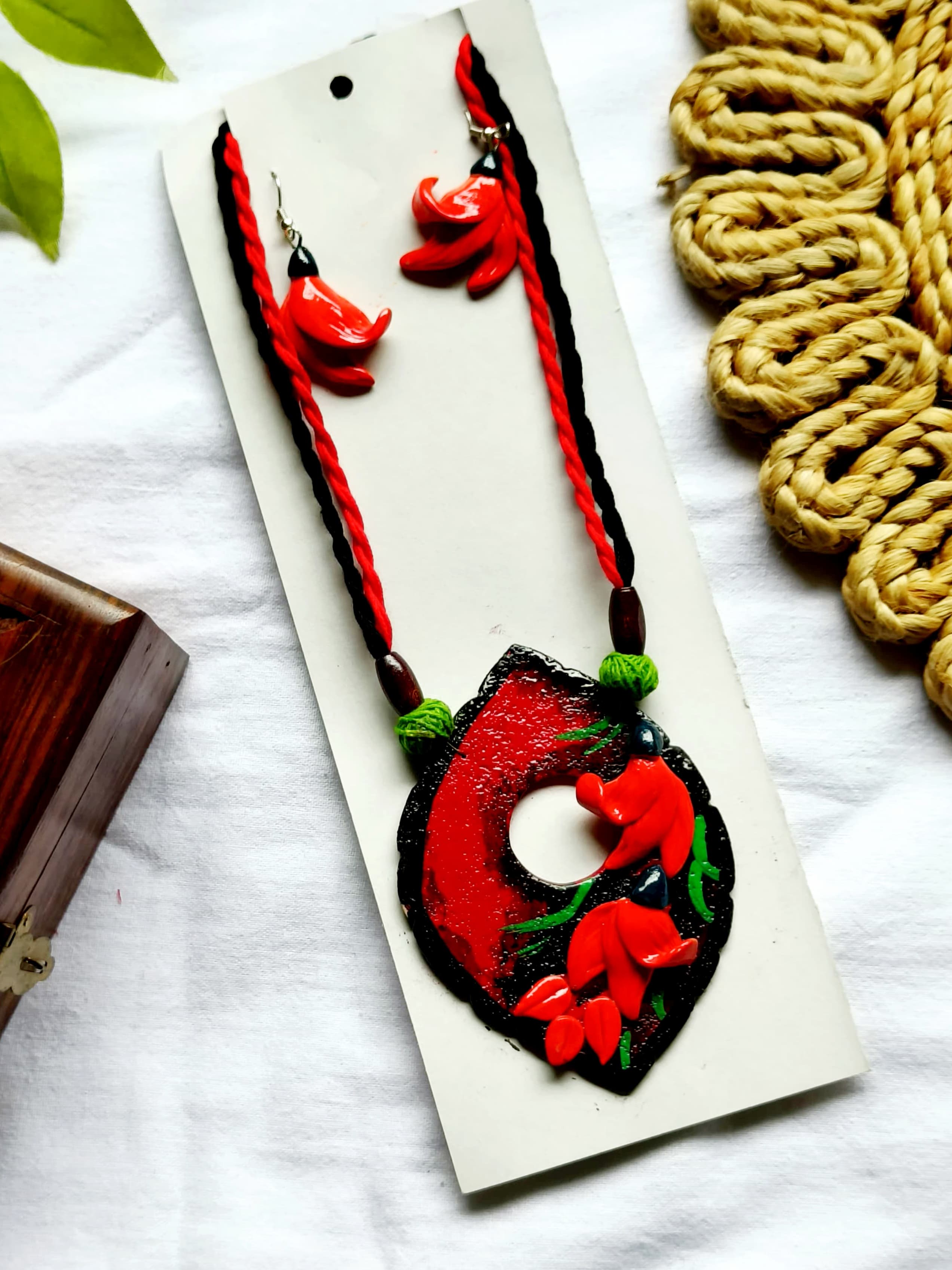 Holi Special Hand Made Polymer Clay Pendant Set