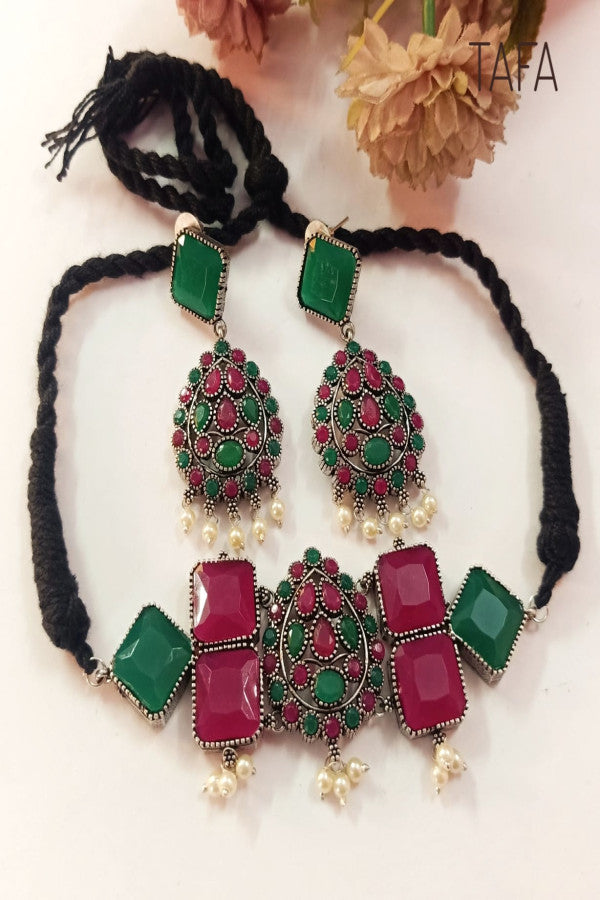Designer Stone Studded Choker Set