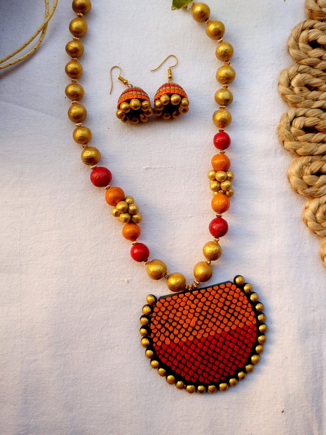Designer Hand Made Terracotta Or Clay Necklace Set