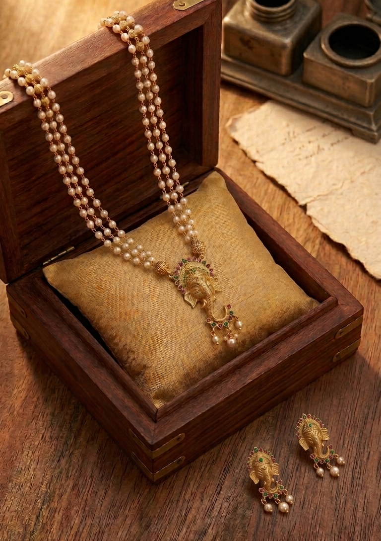 Designer Pendant Pearl Necklace Set