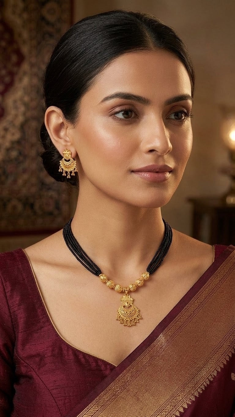 Bengali Style Gold Plated Mangal Sutra Set for Women
