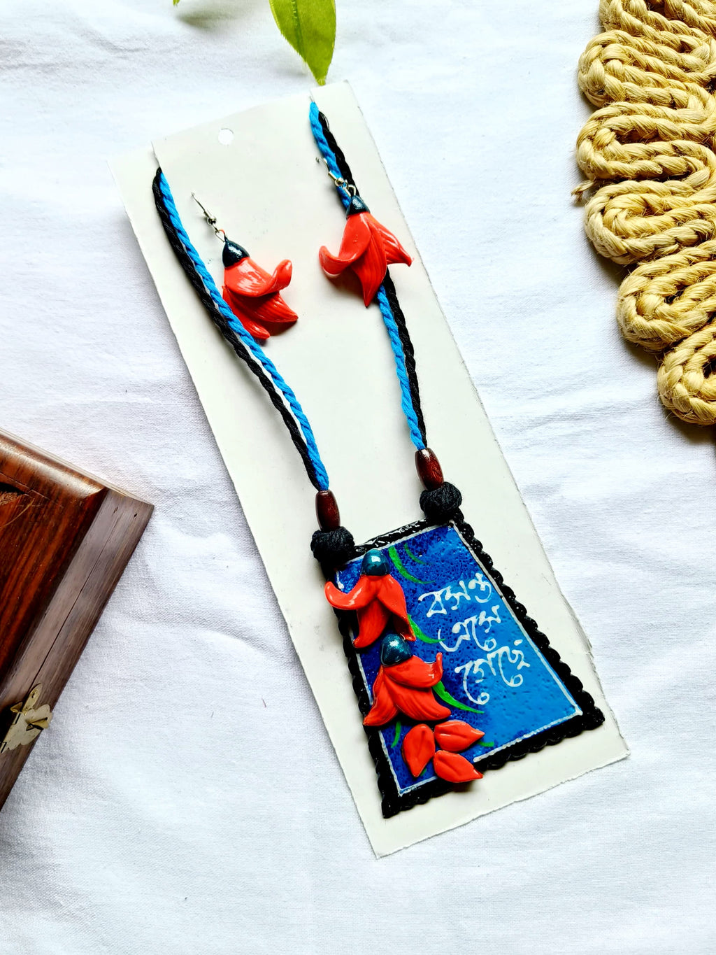 Holi Special Handpainted Polymer Clay Pendant Set