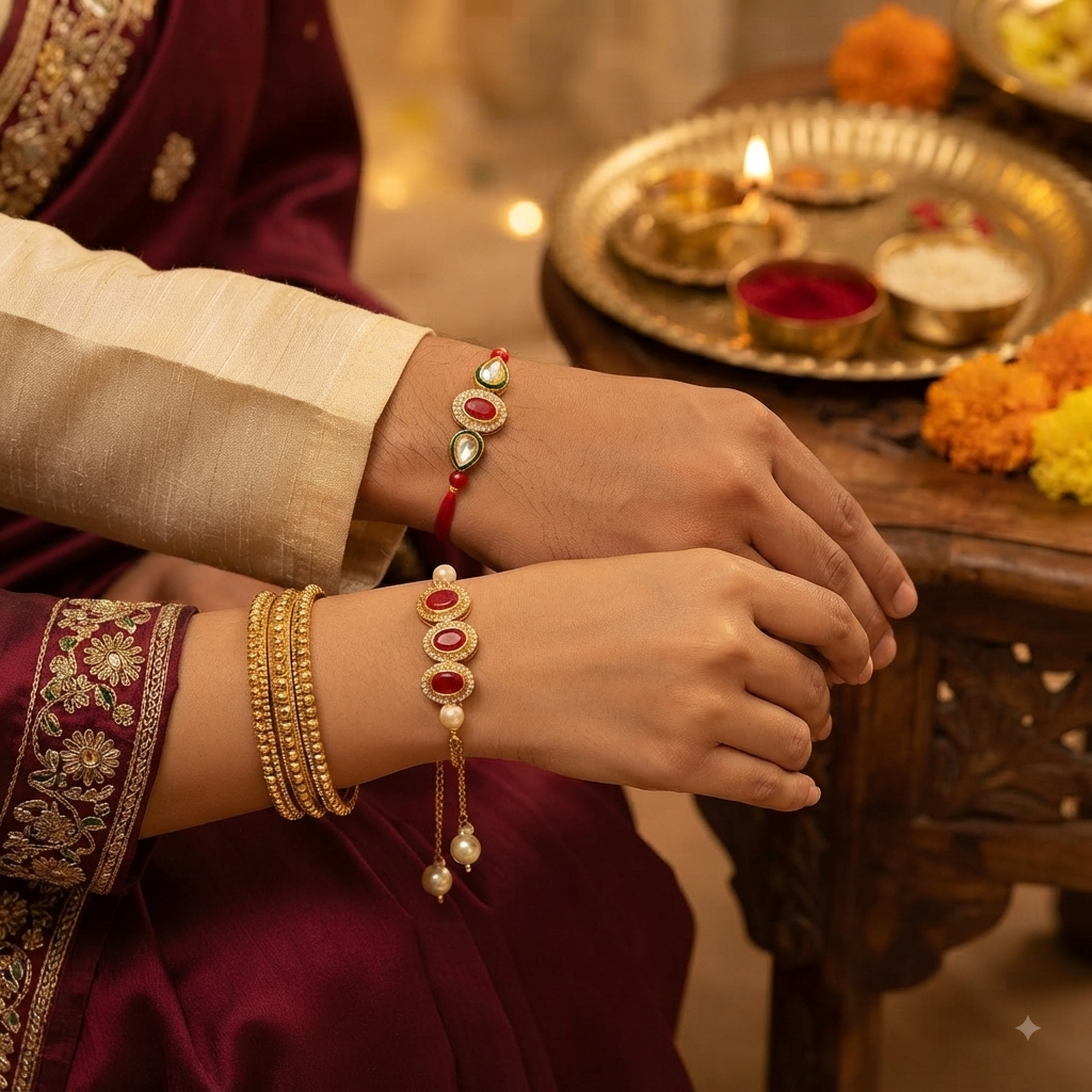 Designer Bhaiya Bhabhi Rakhi Combo