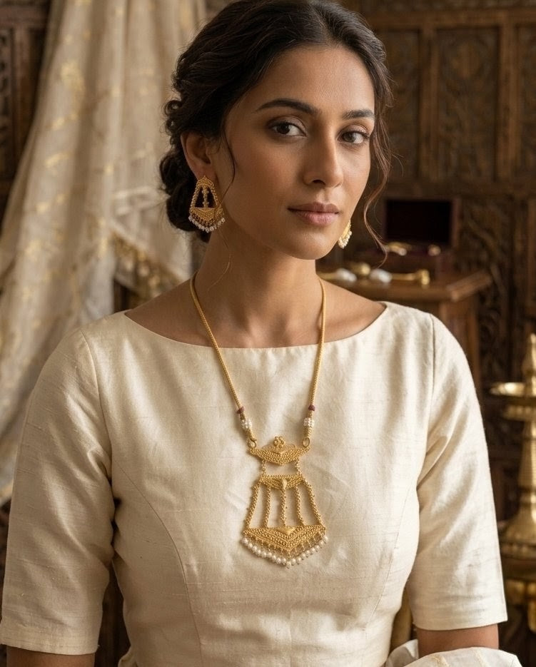 Bengali Style Gold Plated Pendant Set for Women