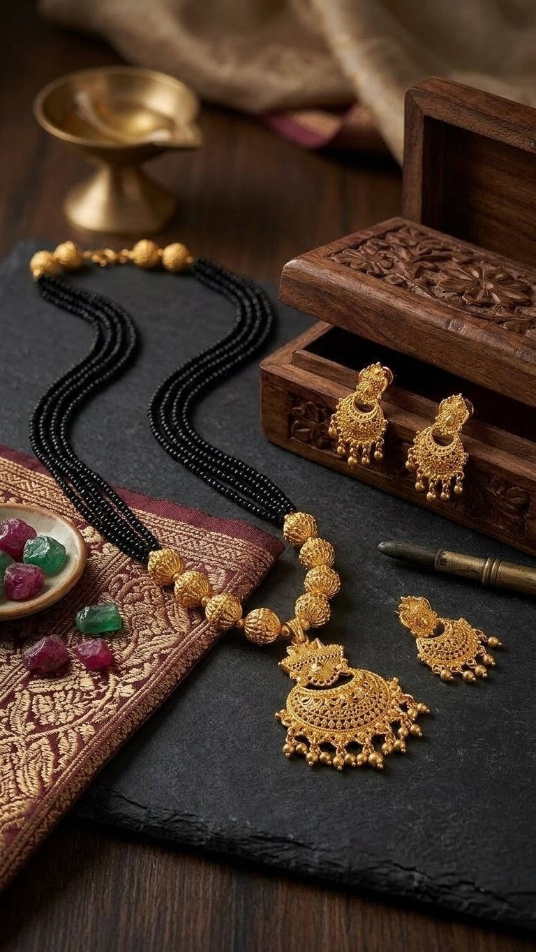 Bengali Style Gold Plated Mangal Sutra Set for Women