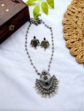 Oxidised Silver Stone Studded Pendant Sets