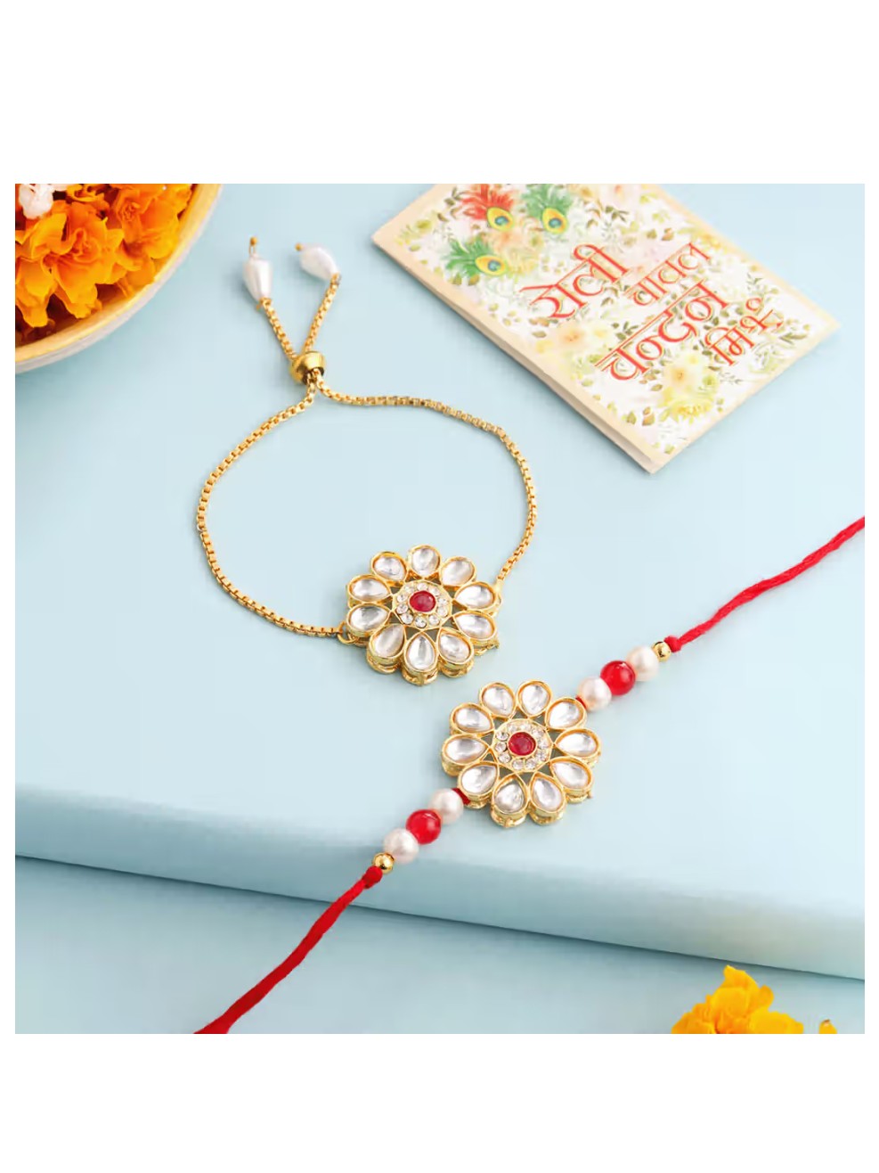 Kundan Quality Bhaiya Bhabhi Rakhi Combo