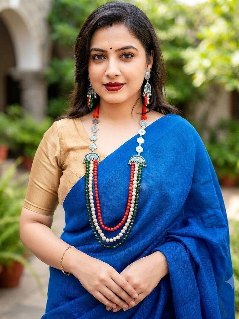 Tricolour Glass Beads Layered Necklace Set