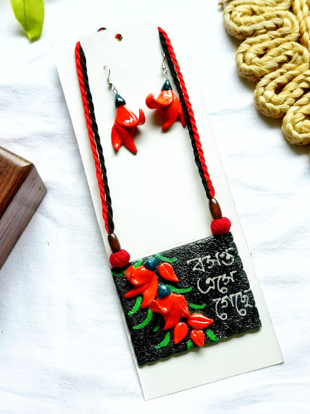 Holi Special Handmade Polymer Clay Pendant Set