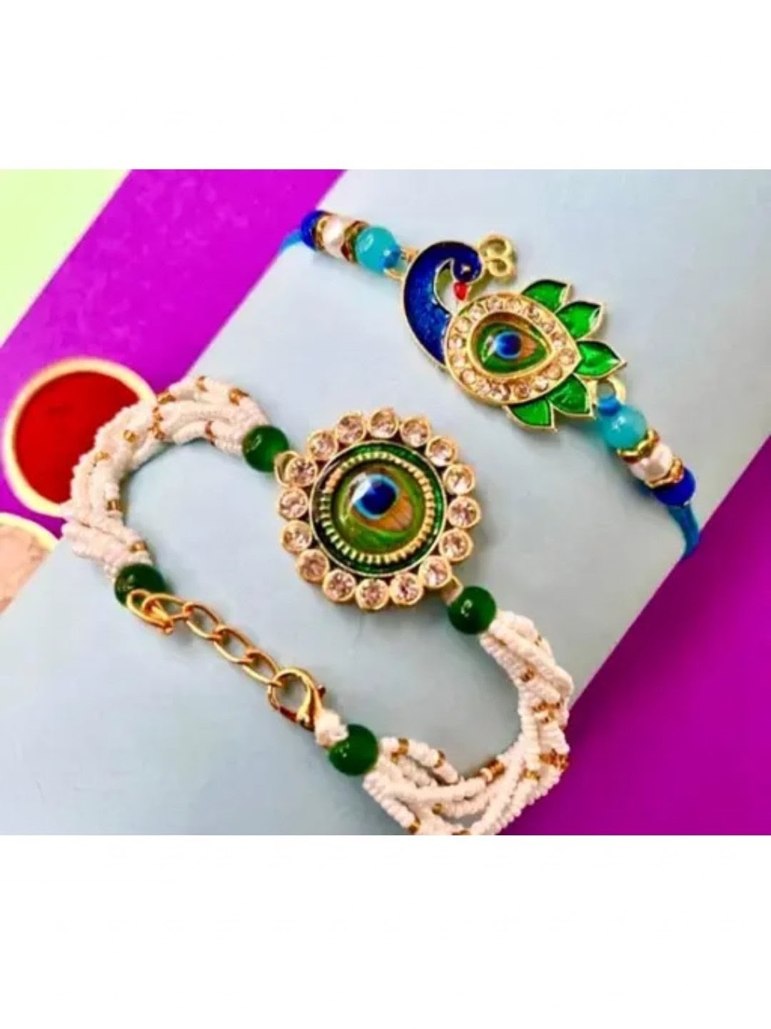 Designer Bhaiya Bhabhi Rakhi Combo