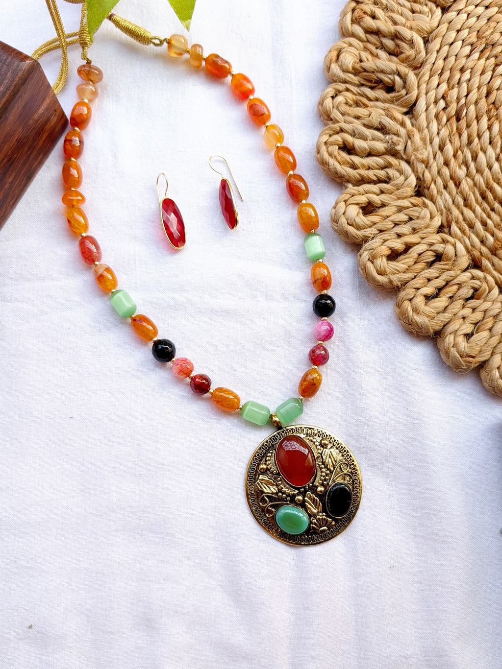 Statement Onyx and Monalisa Stone Necklace Sets