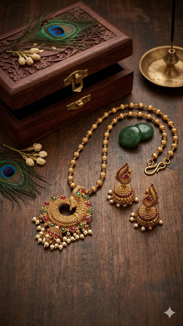 Designer Antique Gold Plated Pendant Set