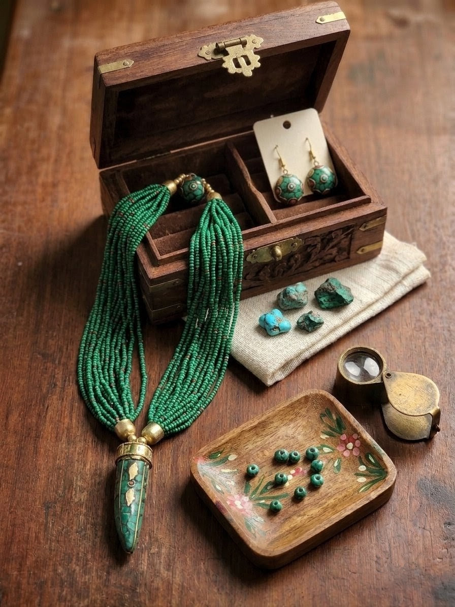 Designer Tibetan Pendant  Beads Necklace Set